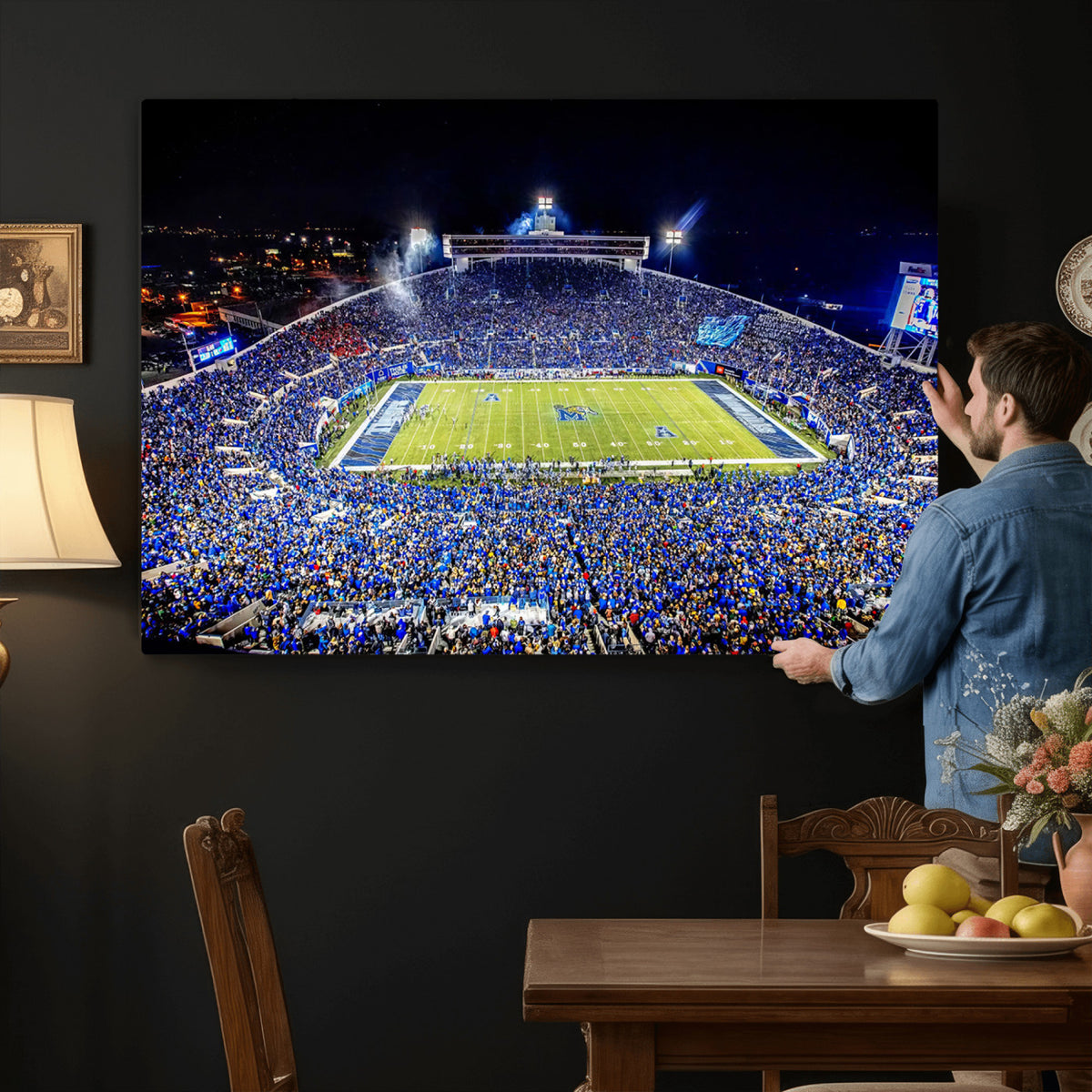 11665-PAN-FL-20X10 - University of Memphis Tigers Football Team Print - Memphis Simmons Bank Liberty Stadium Wall Art