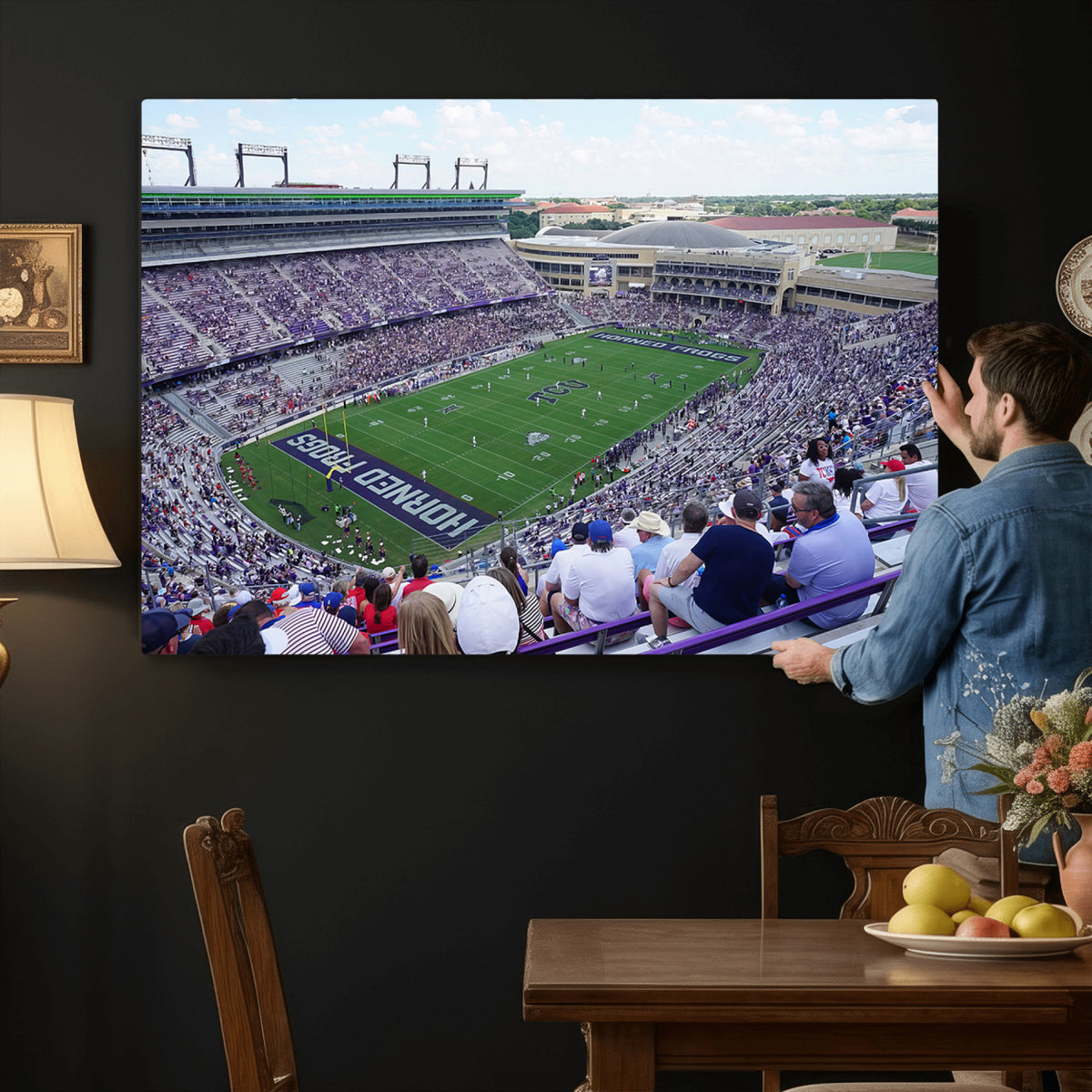 95139-MGV-CV-36X24 - The Texas Christian University TCU Horned Frogs Football Team Print, Fort Worth