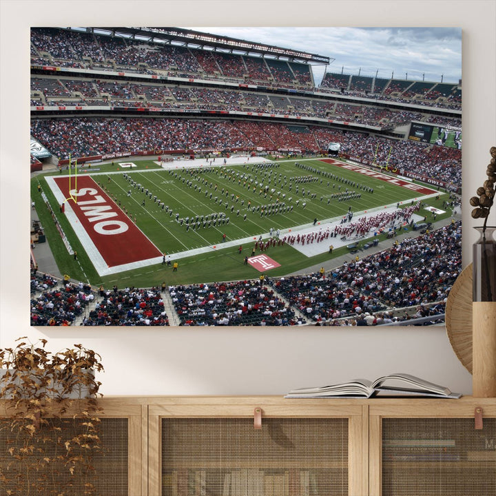 The Temple University Owls Athletics Team Print - Philadelphia Lincoln Financial Field Stadium Wall Art Canvas Print