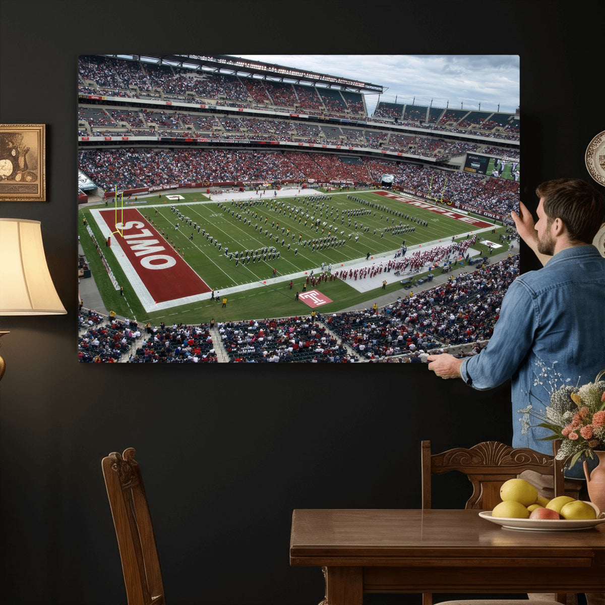 15310-PAN-FL-20X10 - The Temple University Owls Athletics Team Print - Philadelphia Lincoln Financial Field Stadium Wall