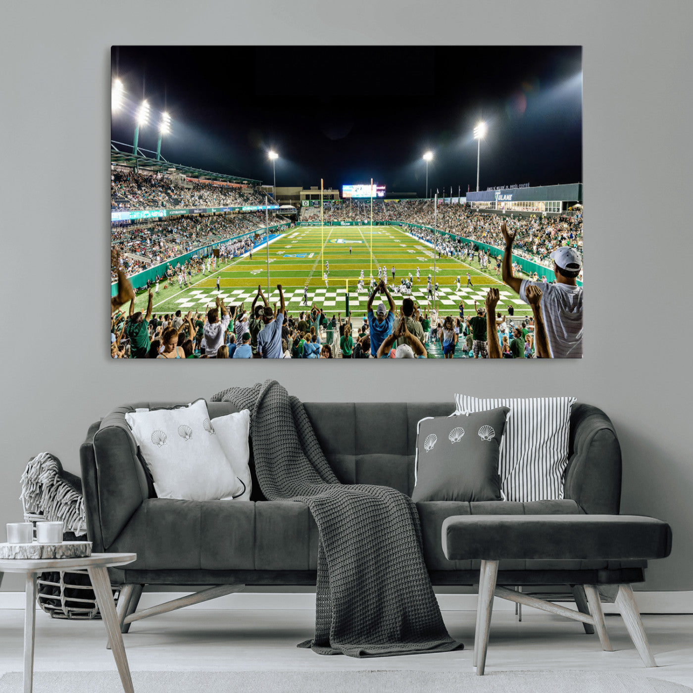 MGV-CV-36X24 - The Tulane University Green Wave Football Team Print - New Orleans Yulman Stadium Wall Art Canvas