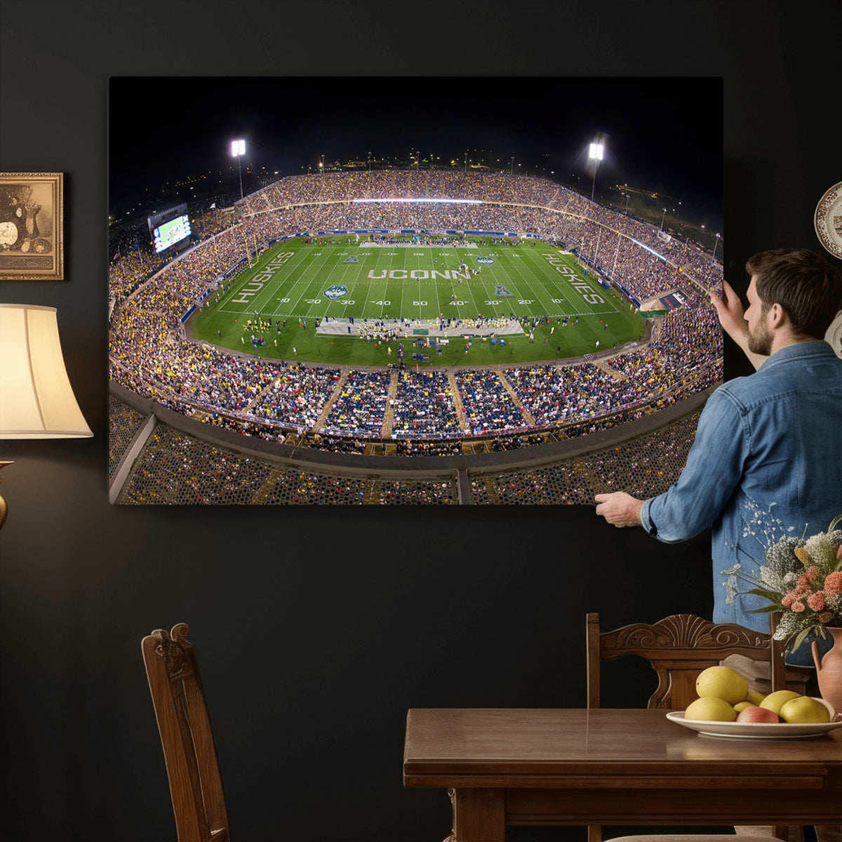 52855-MGV-CV-36X24 - The University of Connecticut UCONN Huskies Football Team Print, East Hartford