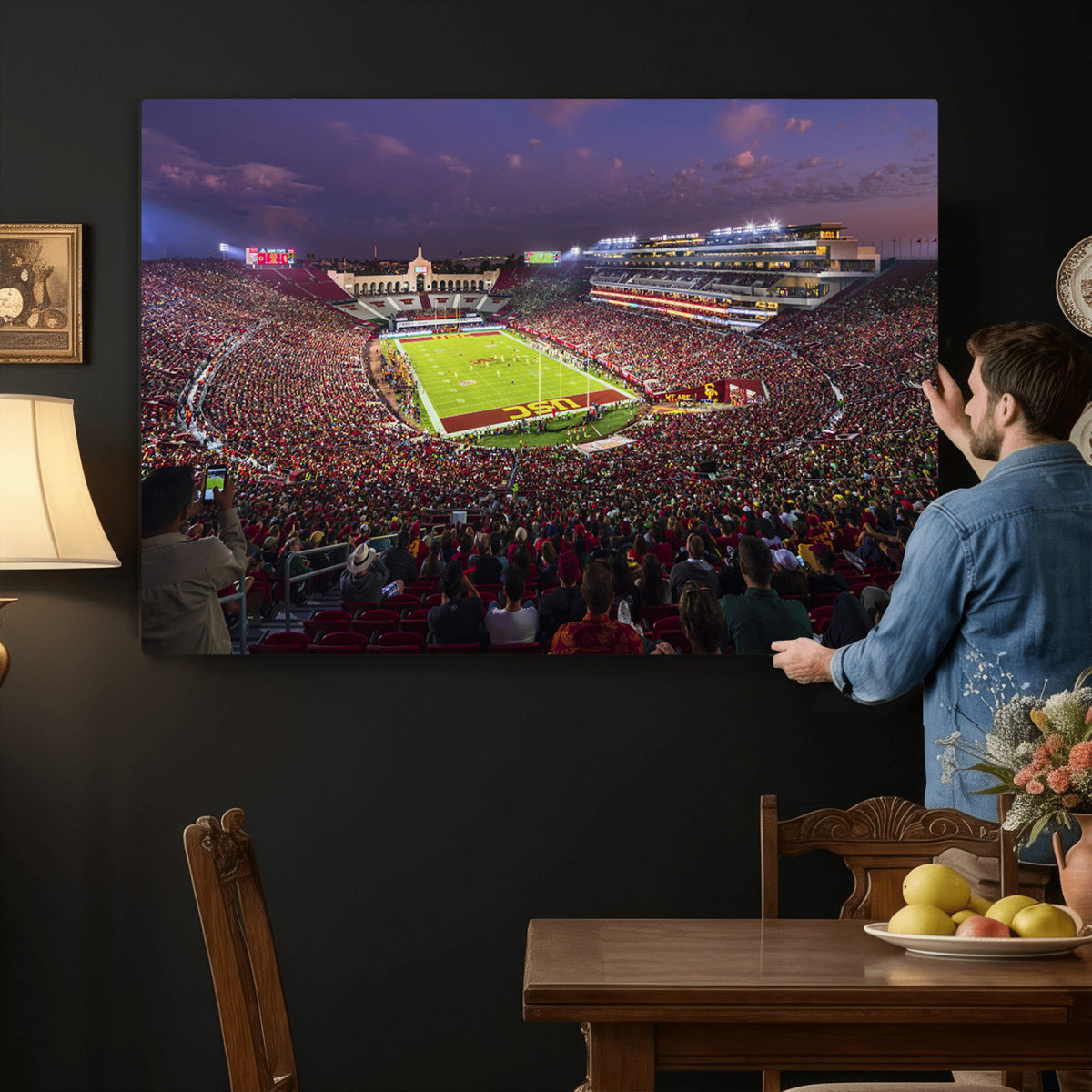73373-MGV-CV-36X24 - The University of Southern California USC Trojans Football Team Print, Extra Large Game Room Wall Decor