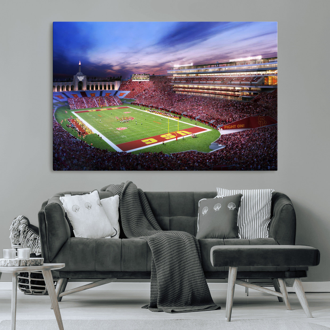 MGV-CV-36X24 - The University of Southern California USC Trojans Football Team Print - Los Angeles Memorial