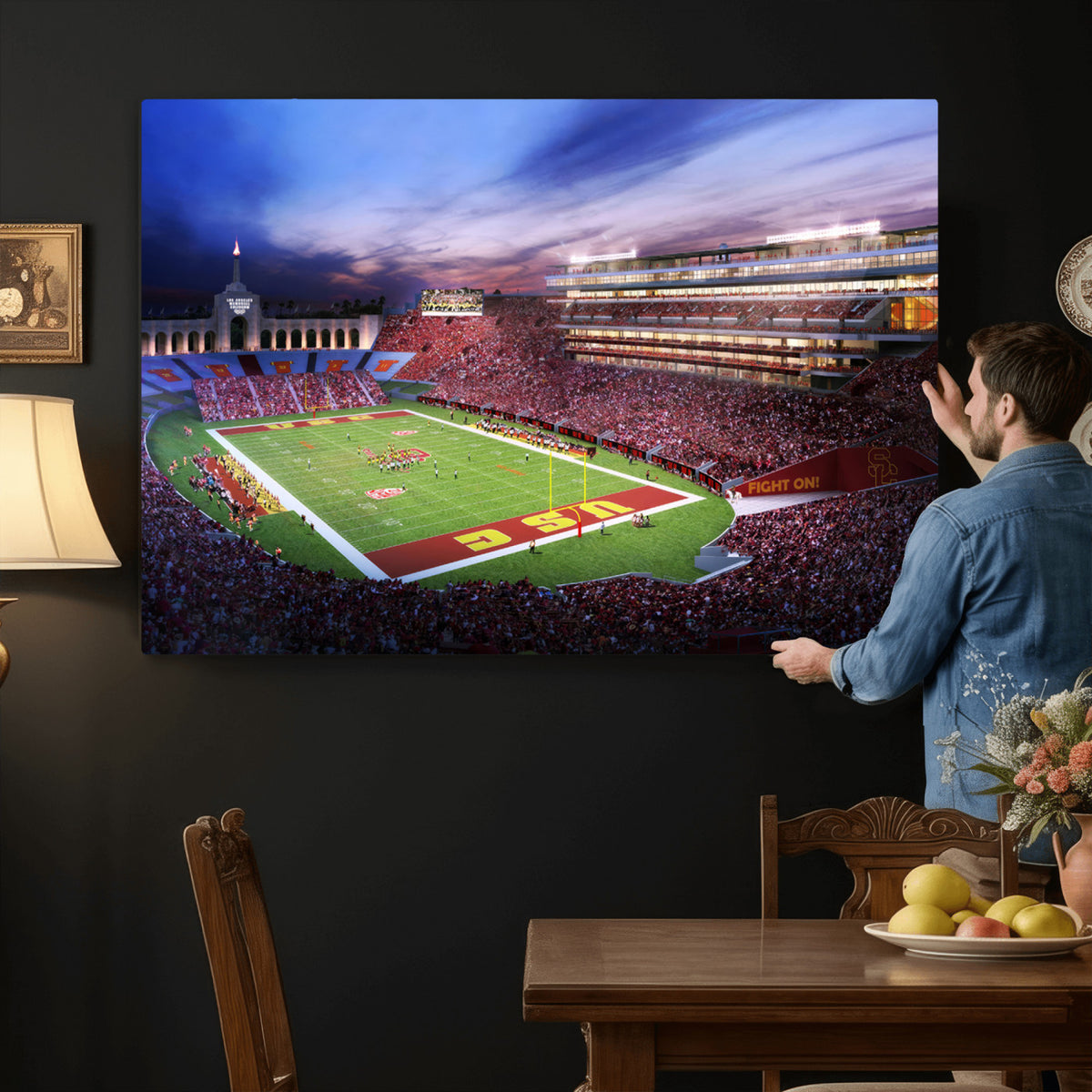 71879-MGV-CV-36X24 - The University of Southern California USC Trojans Football Team Print, Framed and Ready to Hang