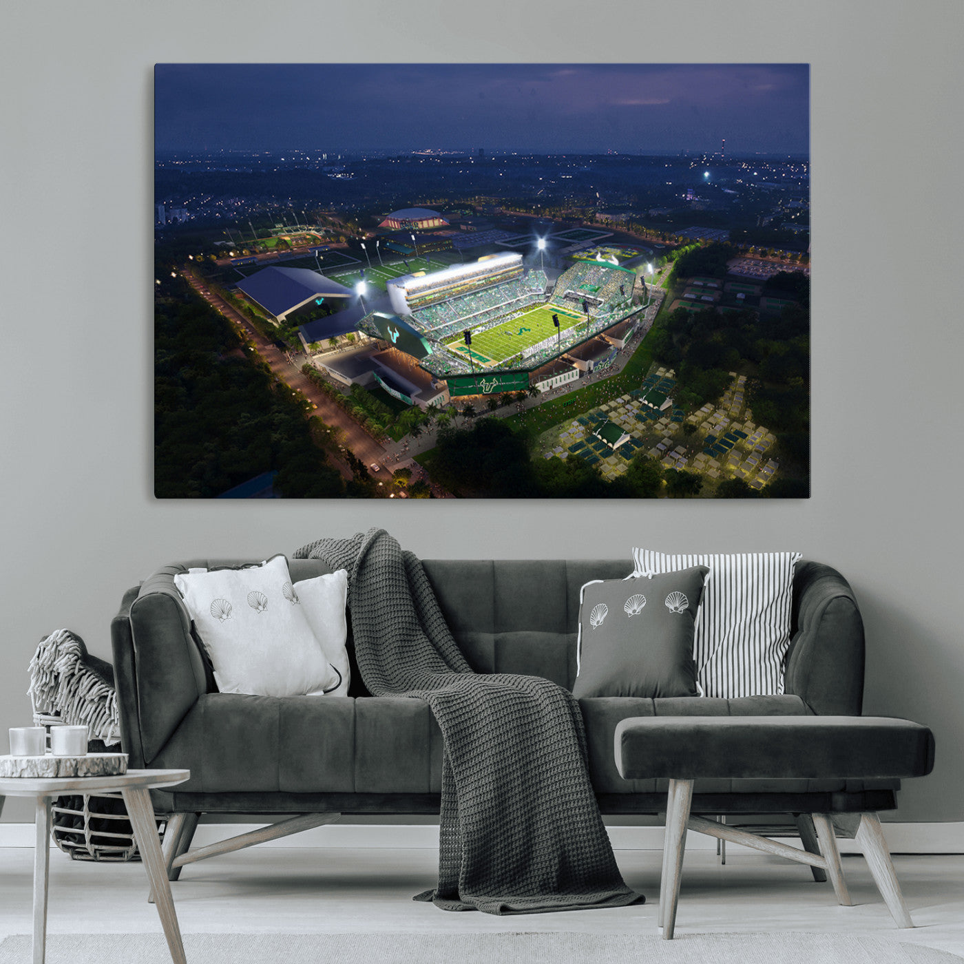 MGV-CV-36X24 - The University of South Florida Bulls Football Team Print - Tampa USF Football Stadium Wall Art Canvas Print