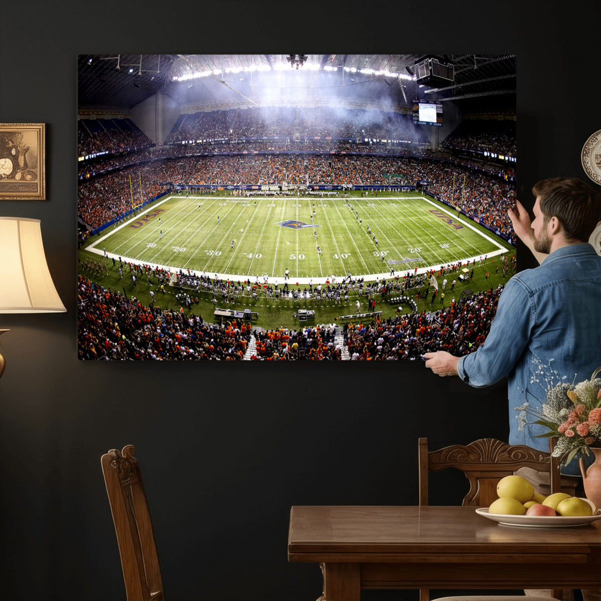46972-MGV-CV-36X24 - The University of Texas at San Antonio Roadrunners Football Team Print, Framed and Ready to Hang