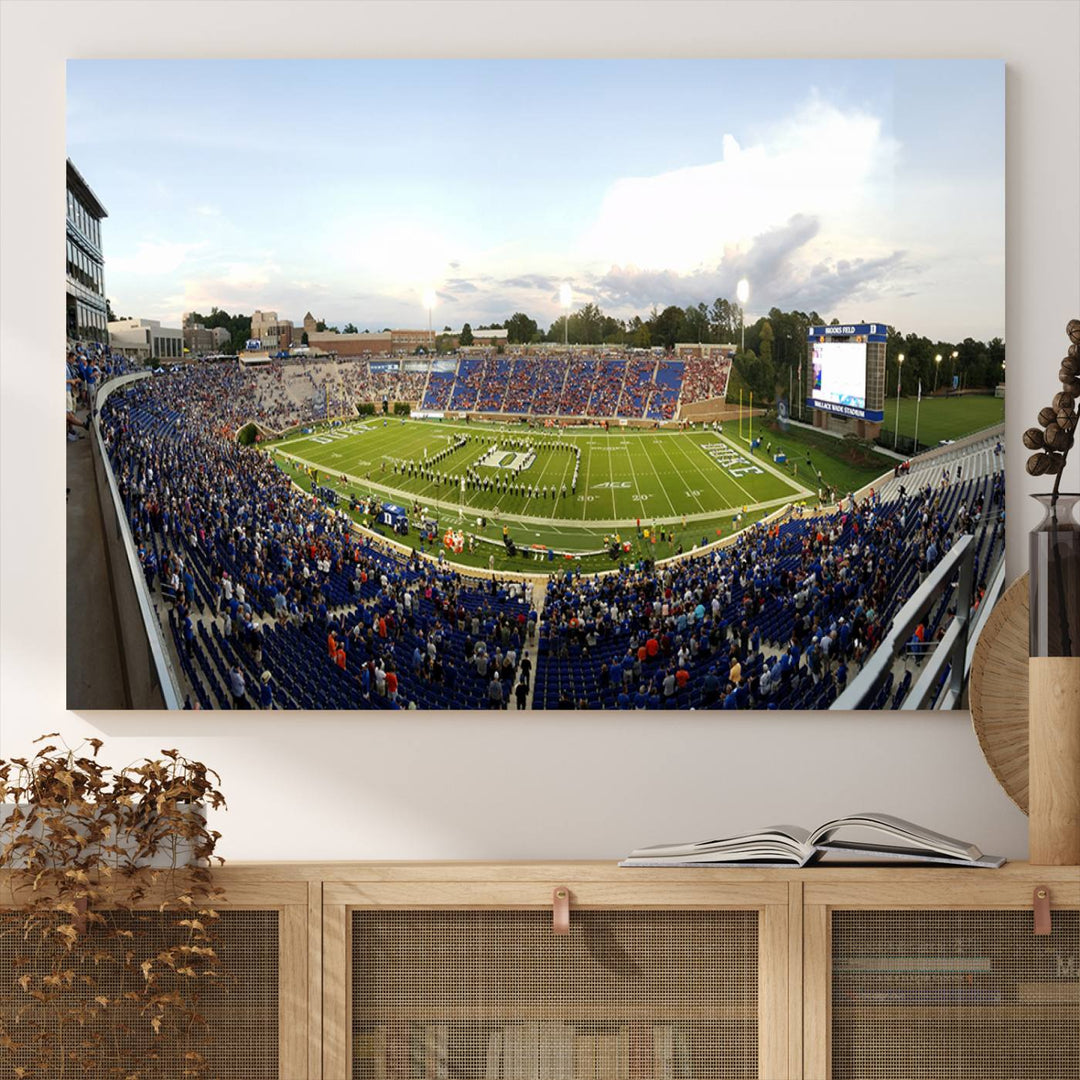 Wallace Wade Stadium print featuring a green field and sky.