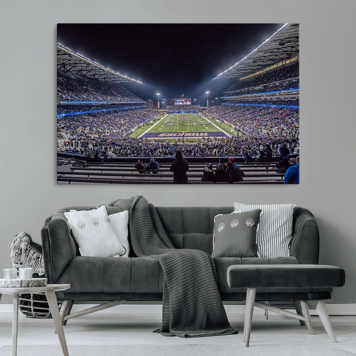 MGV-CV-36X24 - The University of Washington Huskies Football Team Print - Seattle Husky Stadium Wall Art Canvas