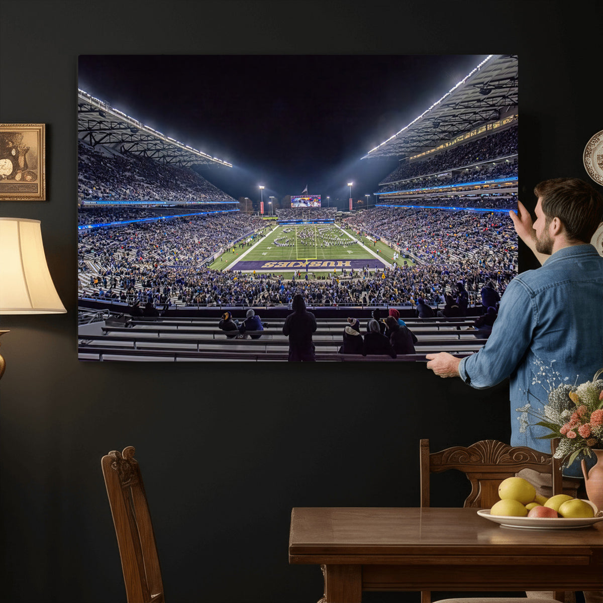 85780-MGV-CV-36X24 - The University of Washington Huskies Football Team Print, Extra Large Game Room Wall Decor