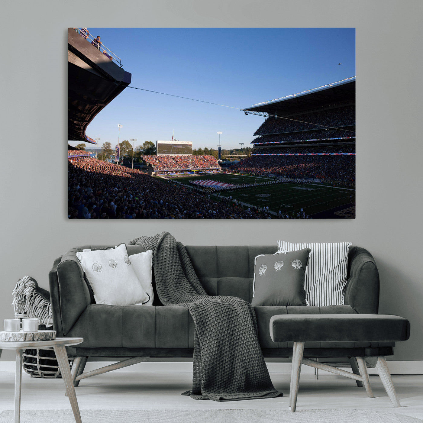MGV-CV-36X24 - The University of Washington Huskies Football Team Print - Seattle Husky Stadium Wall Art Canvas