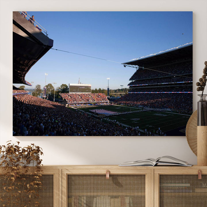 The University of Washington Huskies Football Team Print - Seattle Husky Stadium Wall Art Canvas Print