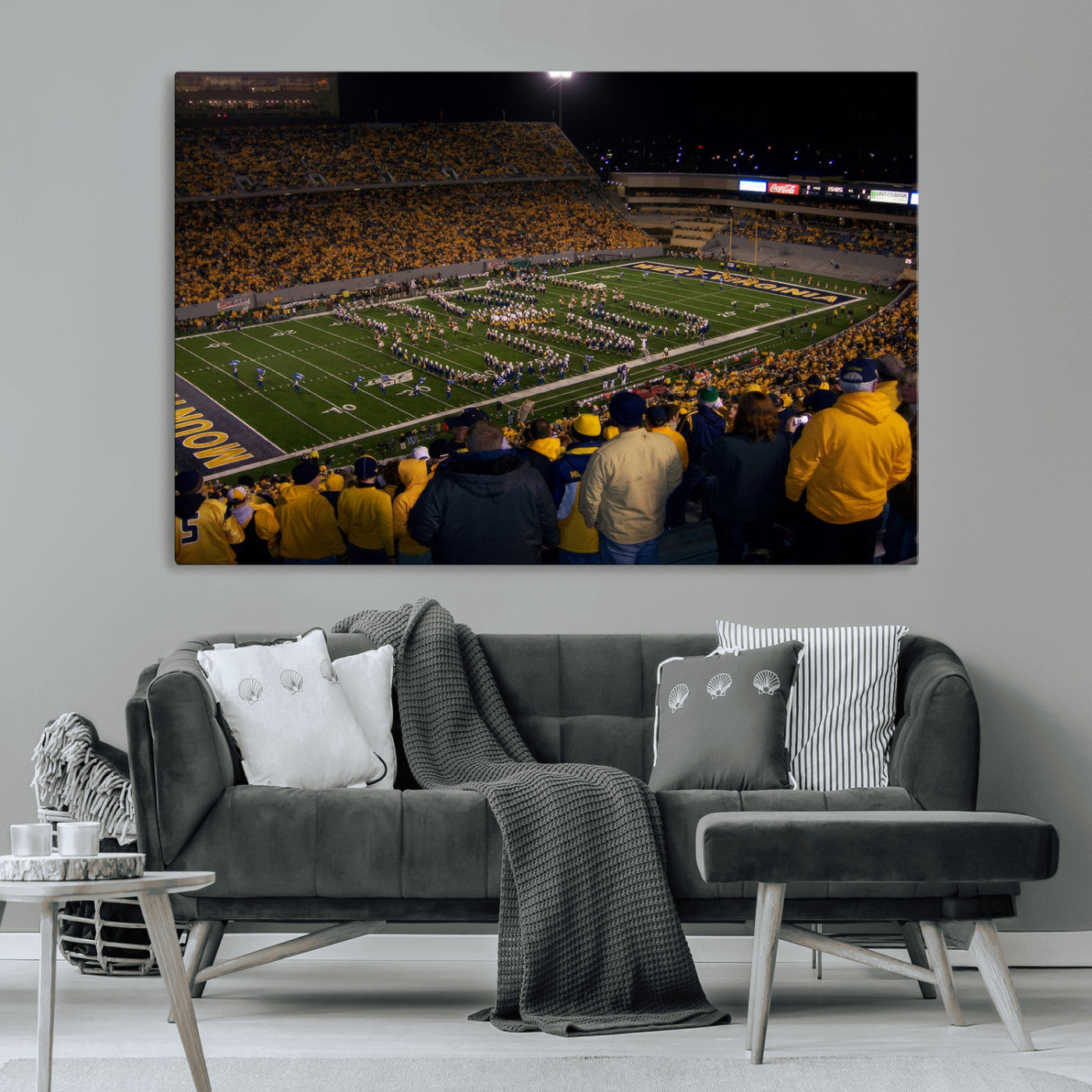 MGV-CV-36X24 - West Virginia Uni Mountaineers Football Team Print - Milan Puskar Stadium Canvas Print Wall Art,