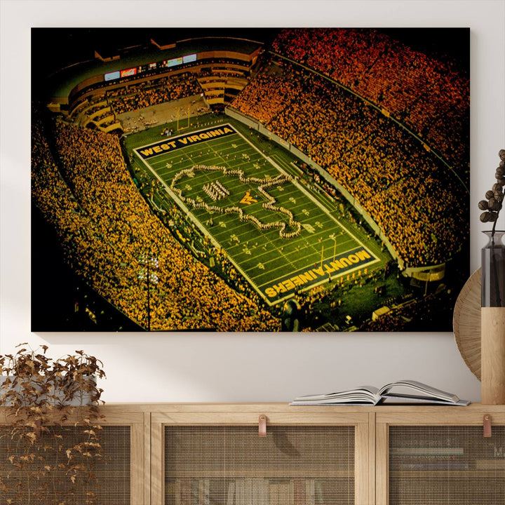 West Virginia University Mountaineers Football Team Print - Milan Puskar Stadium Canvas Print Wall Art, Morgantown City Print