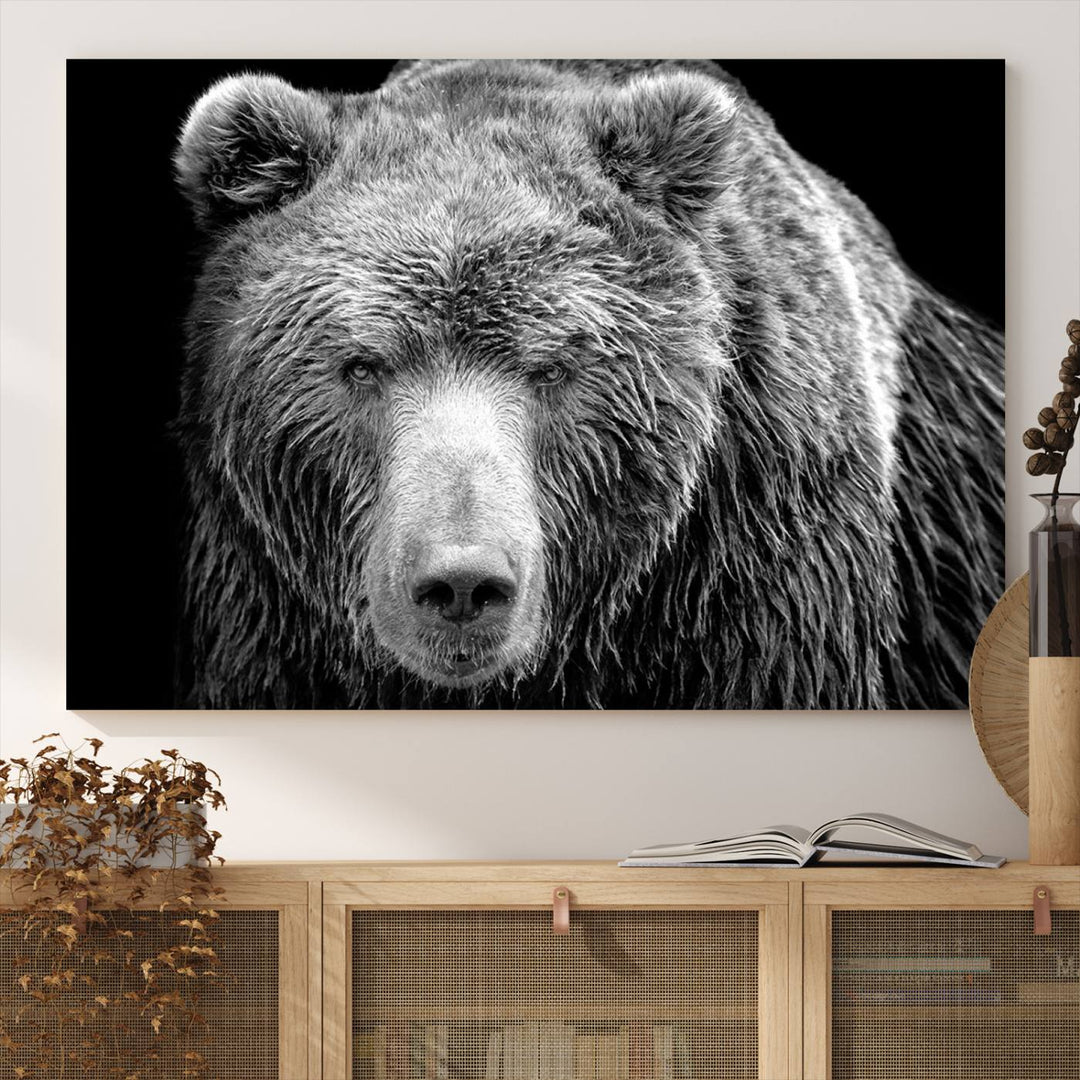 Grizzly Bear Canvas Print | Ready to Hang Wall Art | Rustic Farmhouse & Cabin Decor | Wildlife Artwork