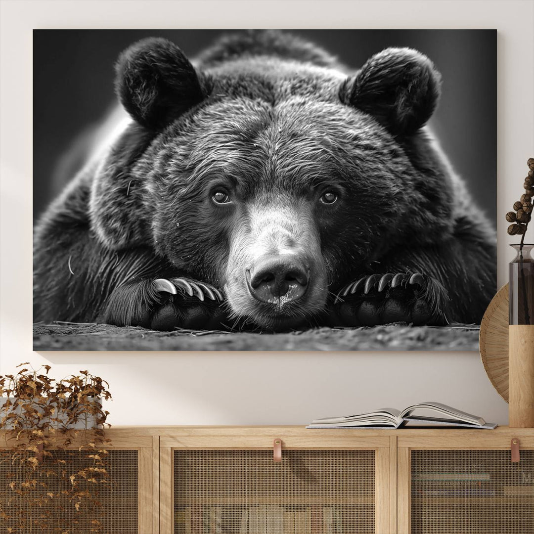 Resting Grizzly Bear Canvas Print | Ready to Hang Wall Art | Rustic Cabin & Farmhouse Decor | Wildlife Art