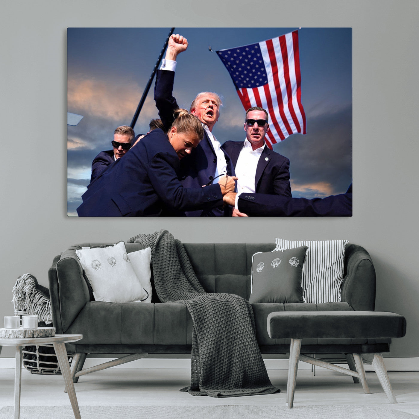 MGV-CV-36X24 - Donald Trump Assassination Attempt Wall Art Print, Trump Historic Footage - Iconic Reaction by Trump