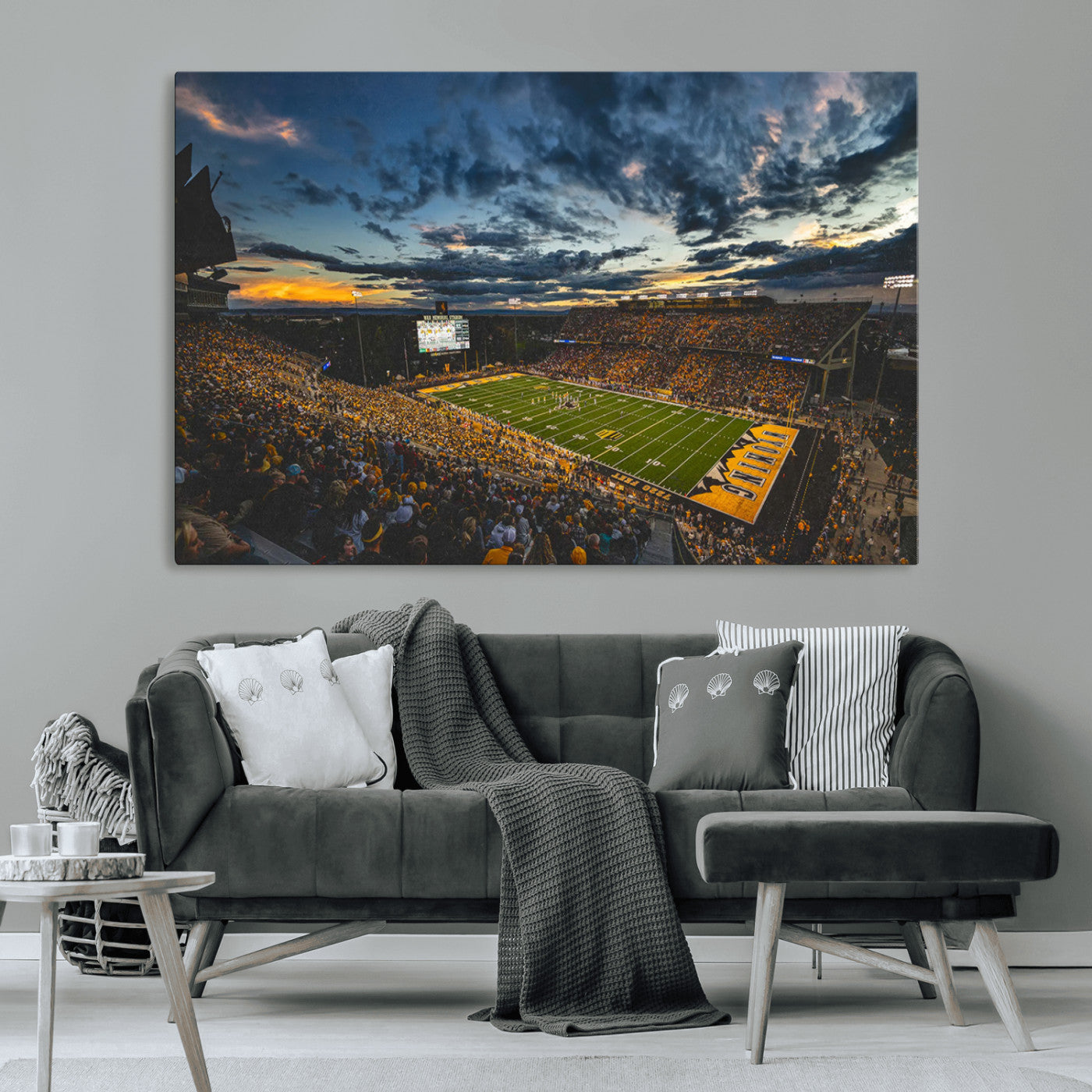 MGV-CV-36X24 - University of Wyoming Cowboys Football Team Print - Laramie War Memorial Stadium Wall Art Canvas