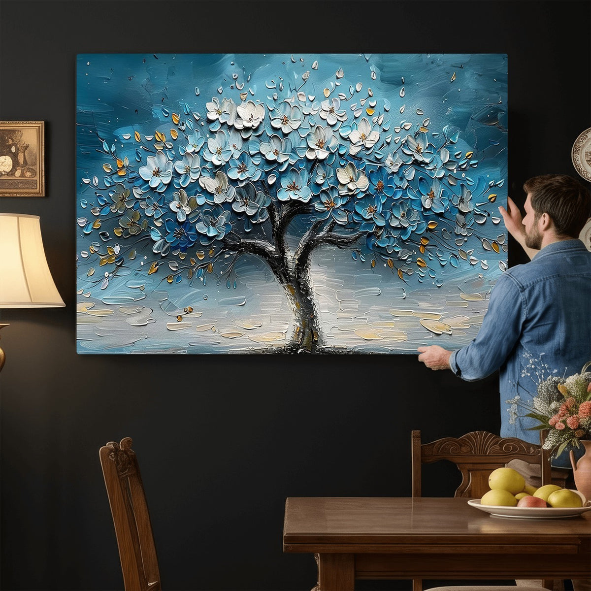 24109-_Poster-30x20 - Abstract Blooming Tree Wall Art Canvas Print, Floral Modern Home Decor