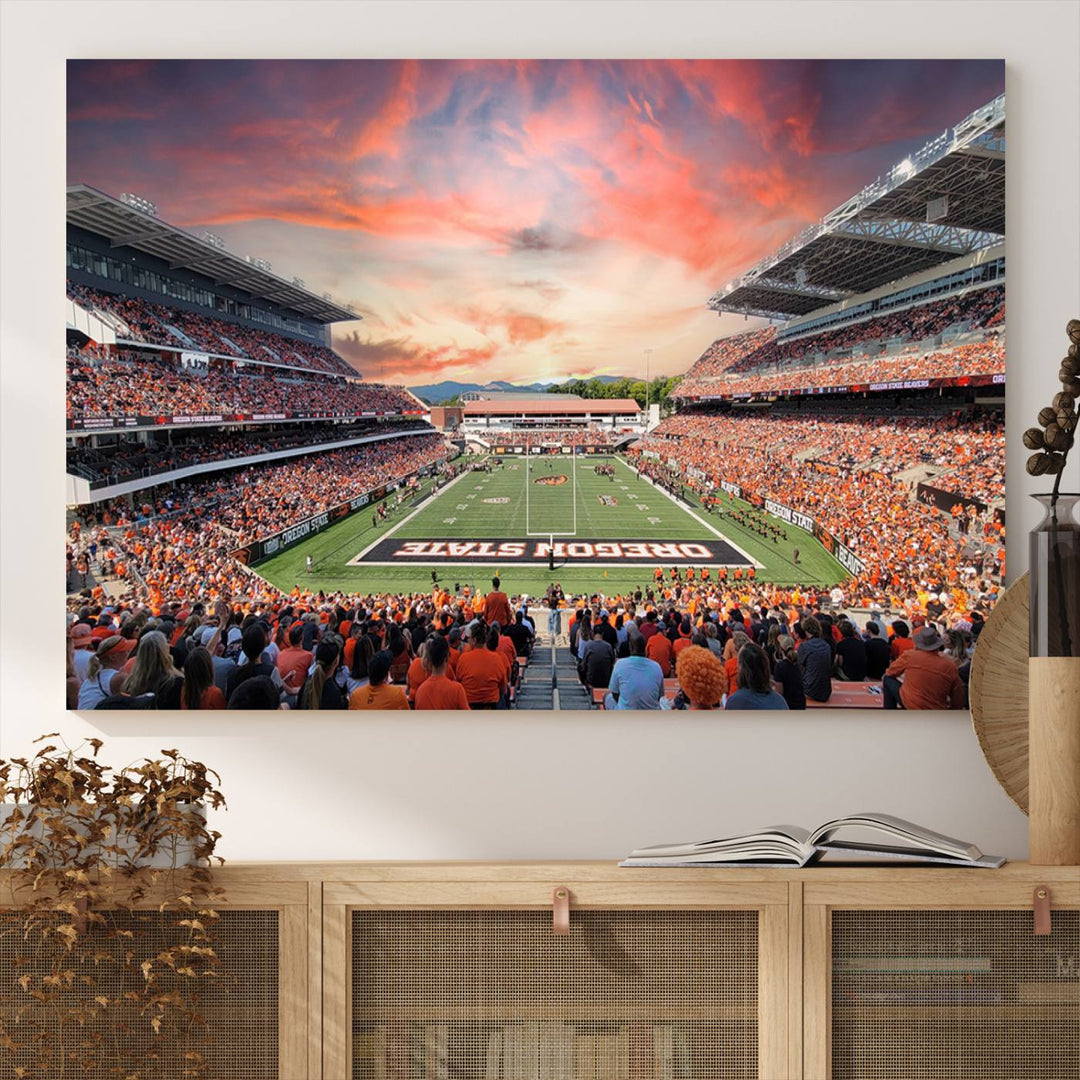 Oregon State Beavers Football Team Print - Corvallis Reser Stadium Wall Art Canvas Print