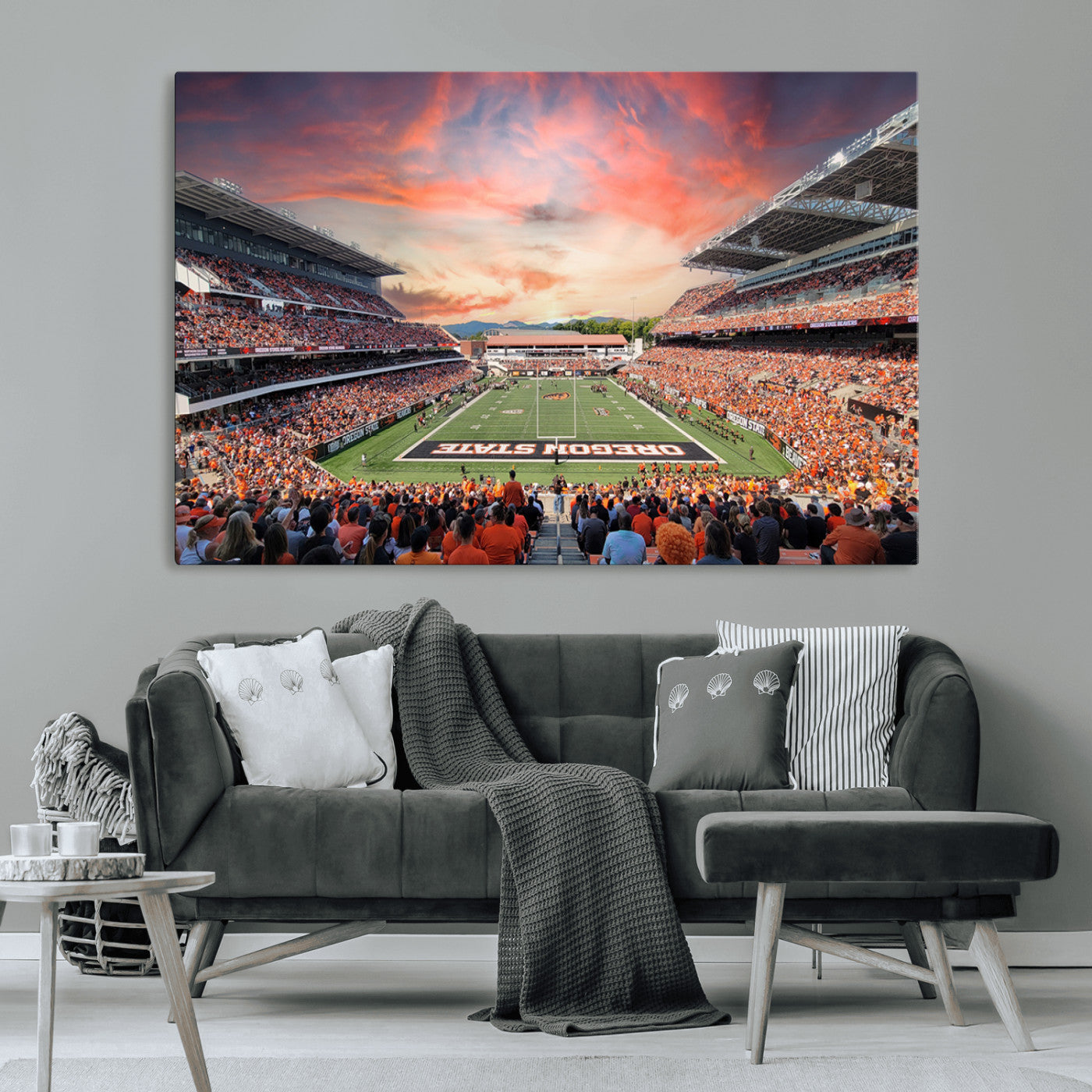 MGV-CV-36X24 - Oregon State Beavers Football Team Print - Corvallis Reser Stadium Wall Art Canvas Print