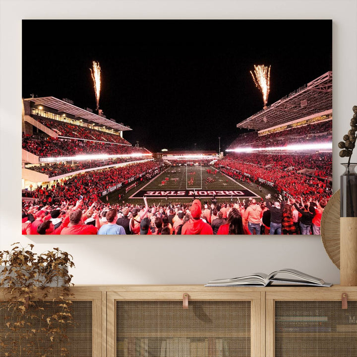 Oregon State Beavers Football Team Print - Corvallis Reser Stadium Wall Art Canvas Print