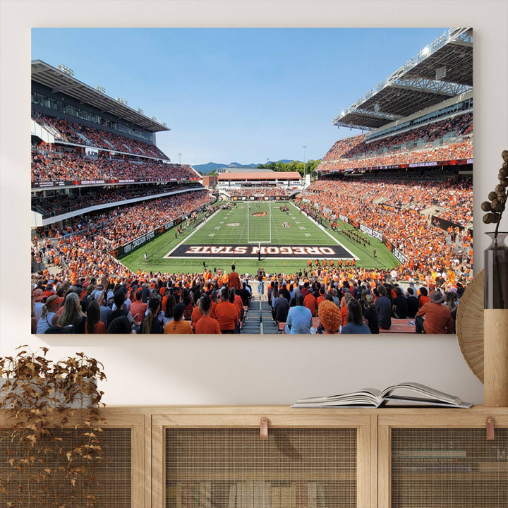 Oregon State Beavers Football Team Print - Corvallis Reser Stadium Wall Art Canvas Print