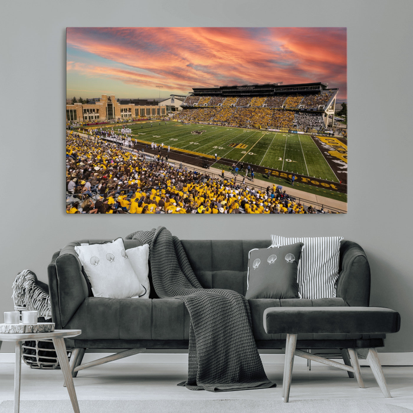 MGV-CV-36X24 - University of Wyoming Cowboys Football Team Print - Laramie Jonah Field War Memorial Stadium Wall