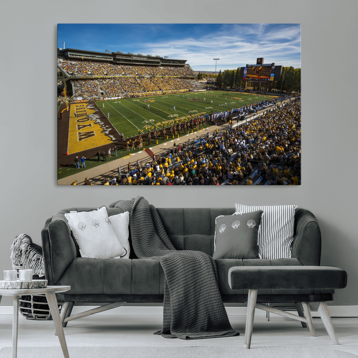 MGV-CV-36X24 - University of Wyoming Cowboys Football Team Print - Laramie Jonah Field War Memorial Stadium Wall