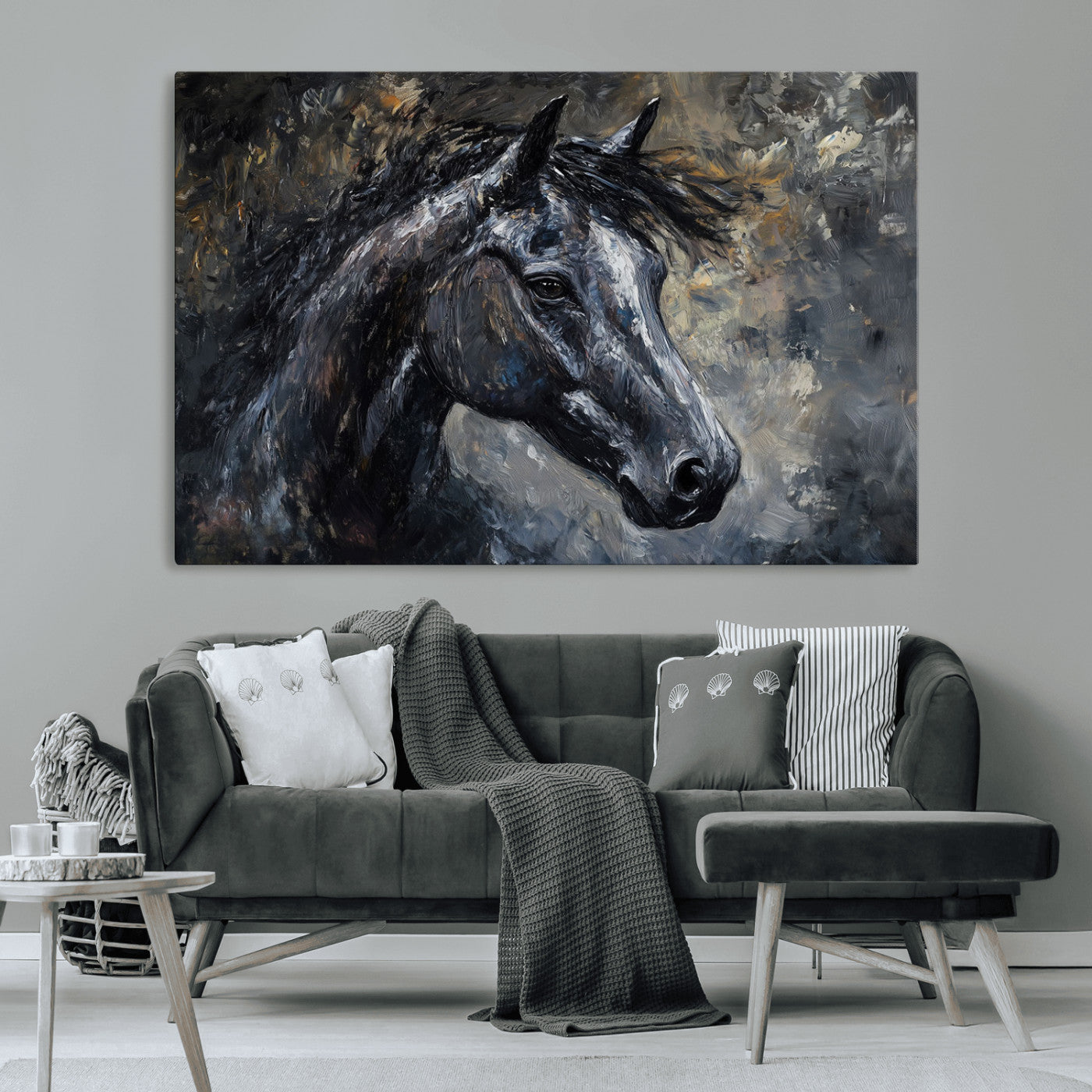 MGV-CV-36X24 - Large Abstract Horse Wall Art Canvas Print | Farmhouse Wall Decor | Rustic Horse Art | Western Cabin
