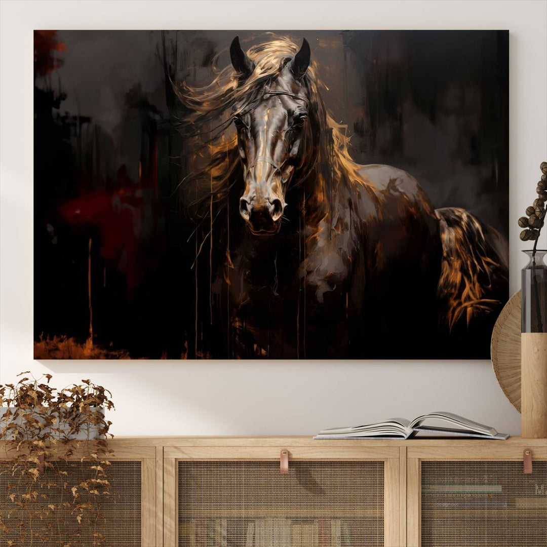 Abstract Black Horse Canvas Print | Abstract Equine Wall Art | Western Decor Print | Horse Lover Gift | Farmhouse & Cabin Wall Art