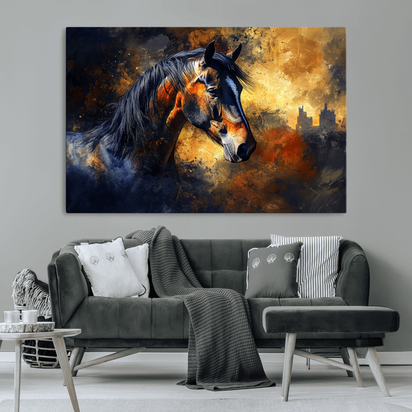 MGV-CV-36X24 - Abstract Horse Art Print - Abstract Canvas Wall Art | Perfect for Rustic Farmhouse, Modern, or