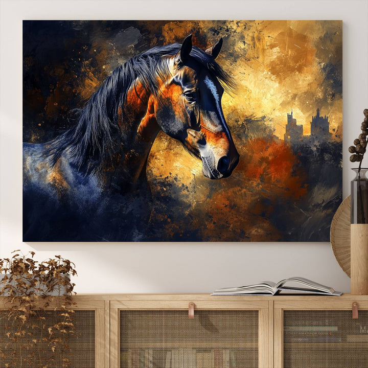 Abstract Horse Art Print - Abstract Canvas Wall Art | Perfect for Rustic Farmhouse, Modern, or Equestrian Wall Decor | Horse Lovers Home Decor