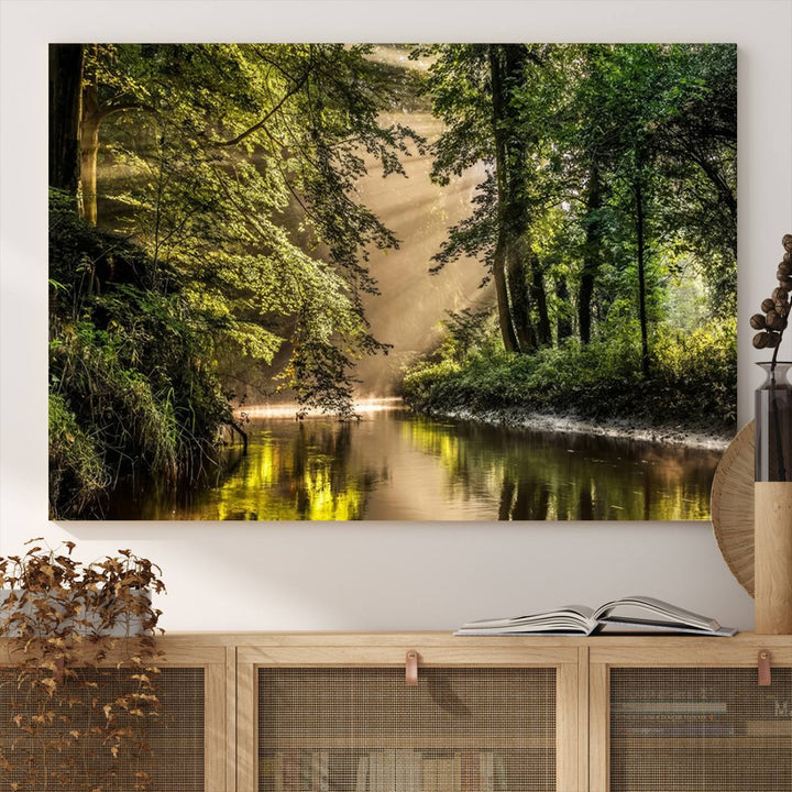 Forest River Landscape Wall Art | Ready to Hang Canvas Print | Perfect for Farmhouse Wall Decor, Cabin Wall Art, Nature-Inspired Home Décor