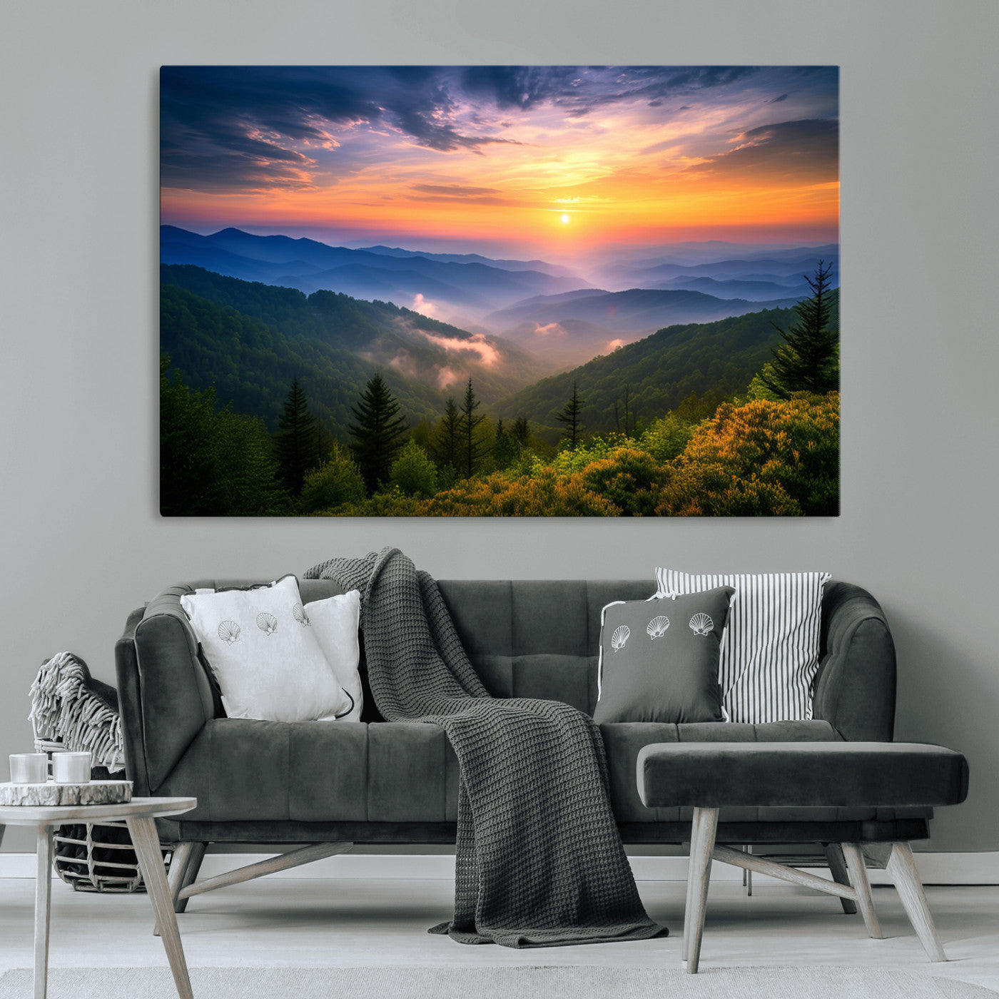 MGV-CV-36X24 - Majestic Mountain Sunrise Print | Landscape Wall Art | Canvas Print Ready to Hang | Farmhouse Wall