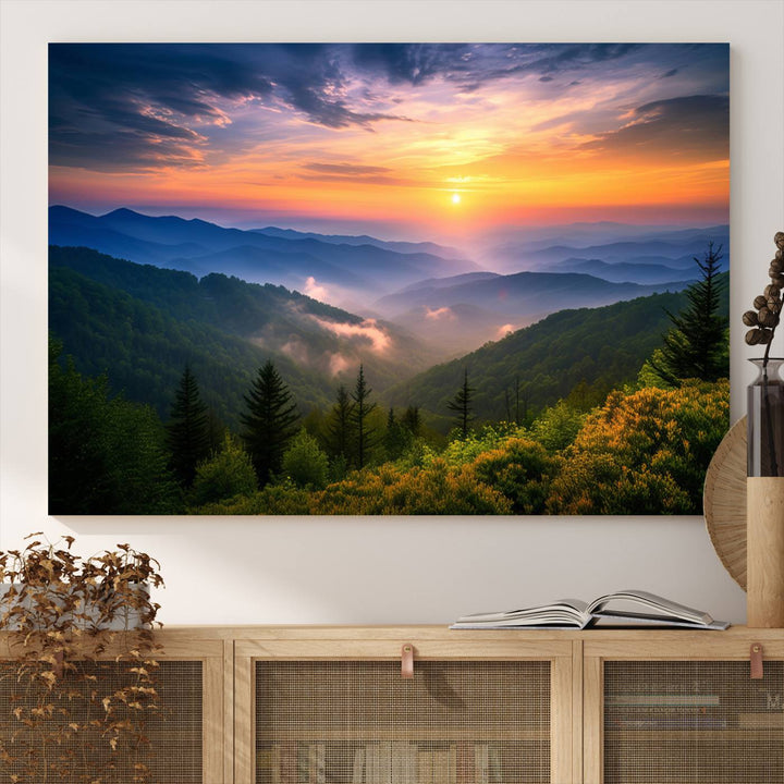 Majestic Mountain Sunrise Landscape Wall Art | Canvas Print Ready to Hang | Perfect for Farmhouse Wall Decor, Cabin Wall Art, Nature Lover’s Retreat