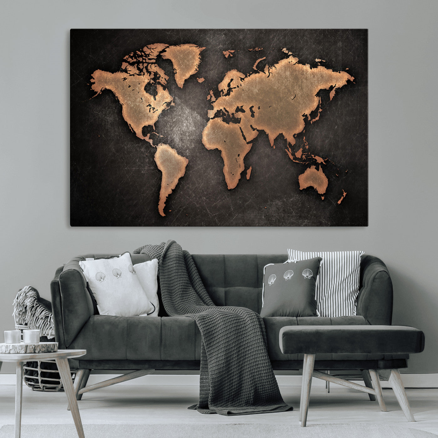 MGV-CV-36X24 - Push Pin World Map Canvas Print – Framed Wall Art for Couples to Track Their Travels – Anniversary