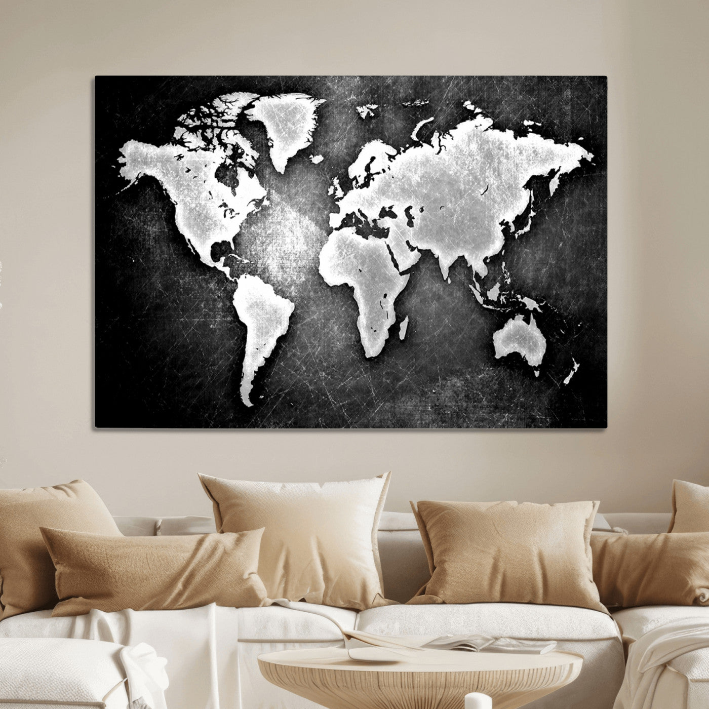 World Map Wall Art Canvas Print – Framed Wall Art for Anniversary Gift or Home Adventure Decor