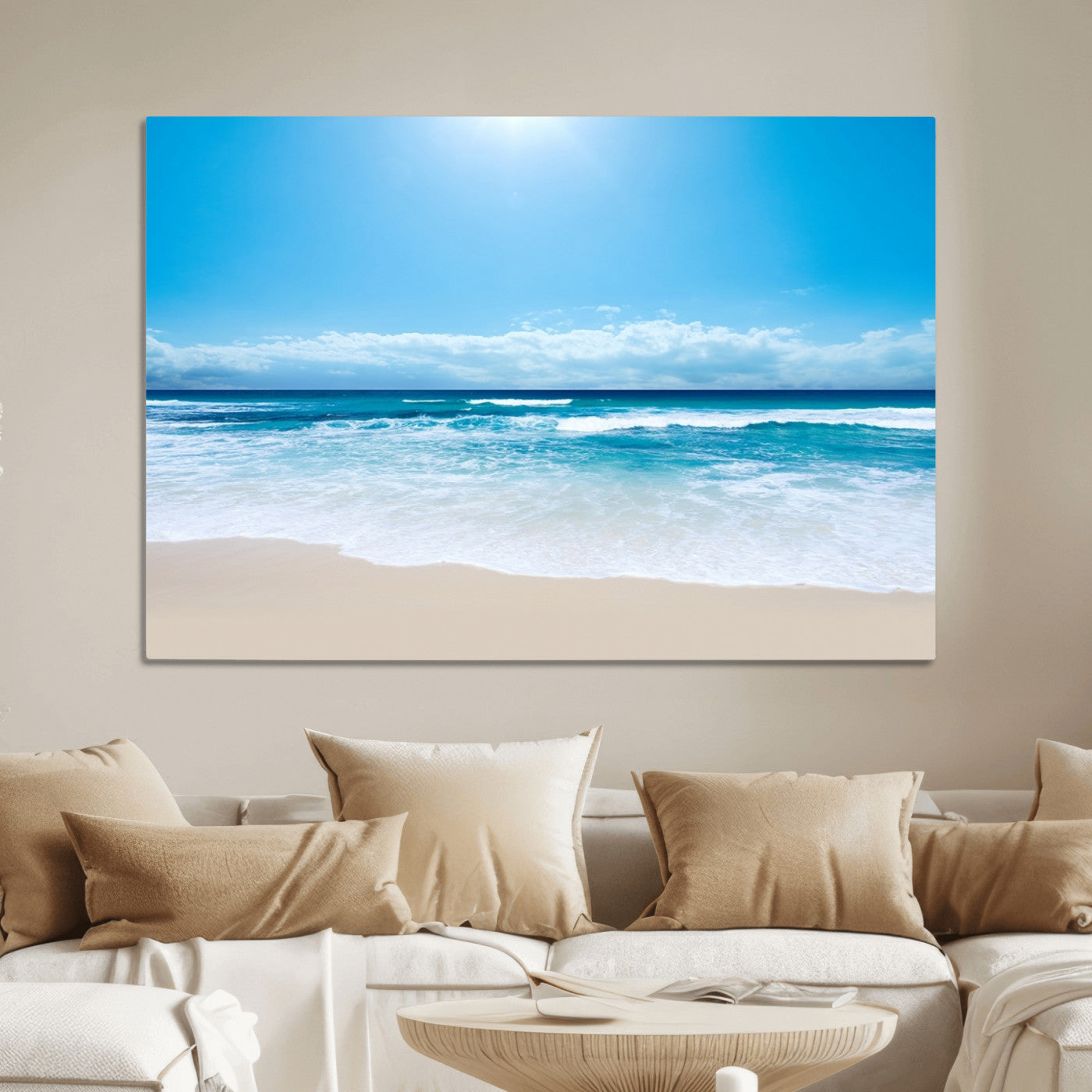 45929-MGV-CV-36X24-Wall Art Canvas Print Shiny Blue Sea and Beach