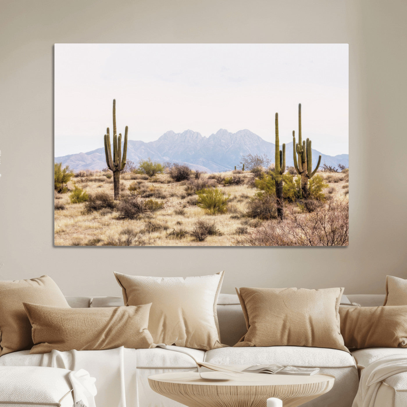 97436-MGV-CV-36X24-Arizona Desert Wall Art Print | Arizona Desert Canvas Print with Saguaro Cacti | Southwestern Landscape Wall Art | Framed Farmhouse Decor