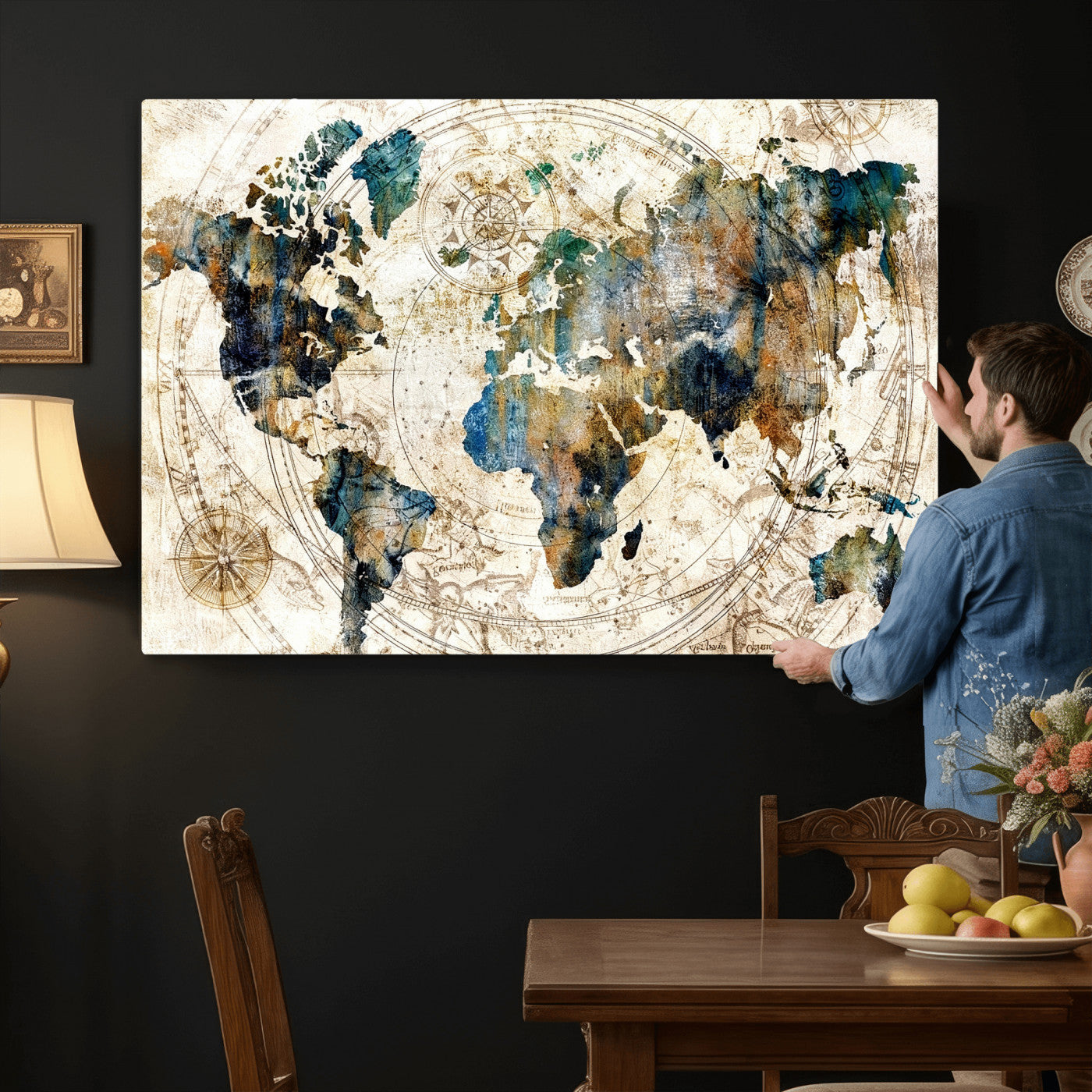 10554-MGV-CV-36X24 - Abstract World Map Art Print Canvas Print