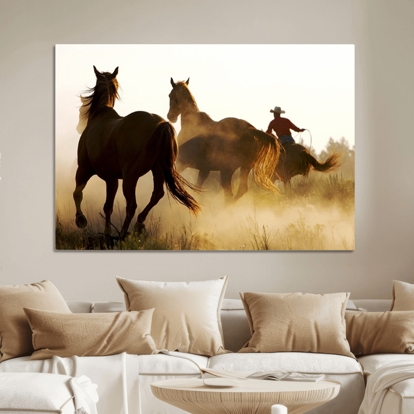 49068-MGV-CV-36X24-Horses and Cowboys Wall Art Canvas Print