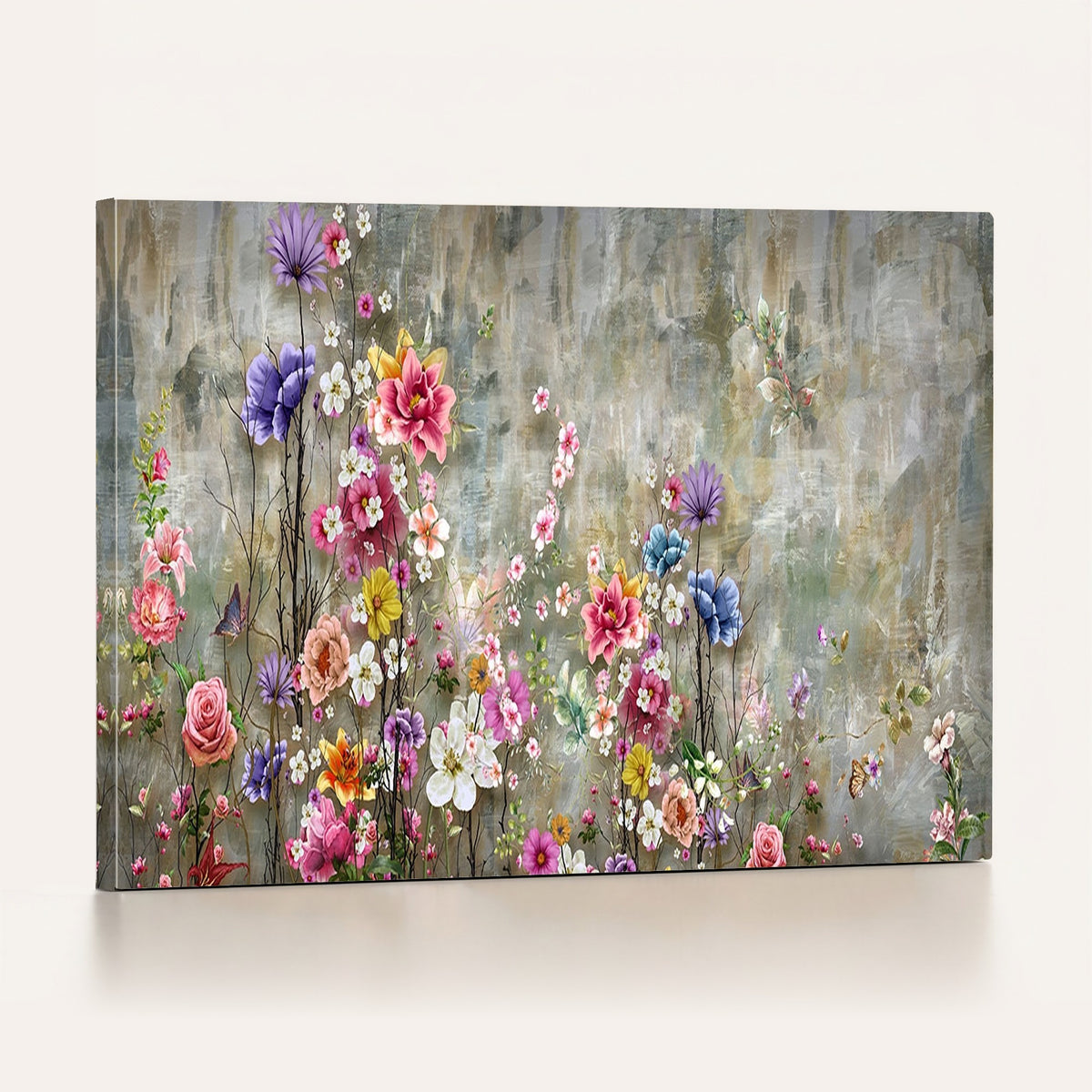 96650-_Poster-30x20 - Cozy Flowers Painting on Canvas Wall Art Floral Canvas Print