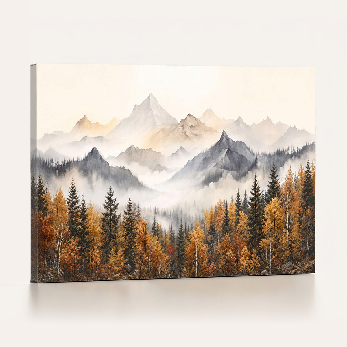 70049-MGV-CV-24X16 - Abstract Mountain Wall Art | Misty Mountain Forest and Mountains Canvas Print