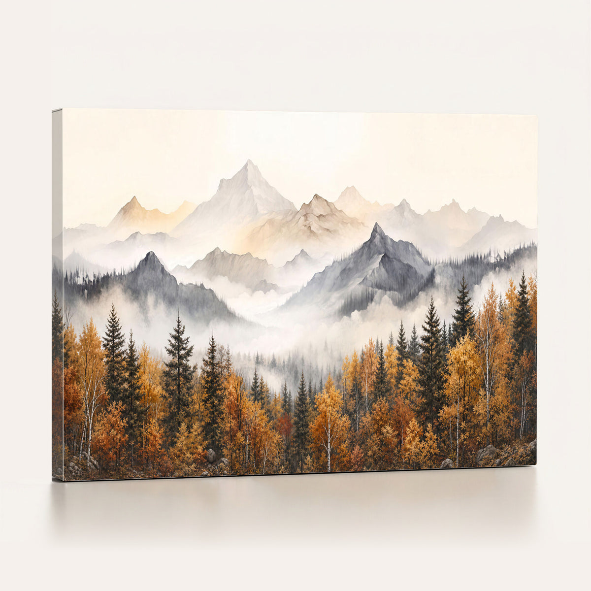 70049-MGV-CV-36X24 - Abstract Mountain Wall Art, Misty Mountain Forest