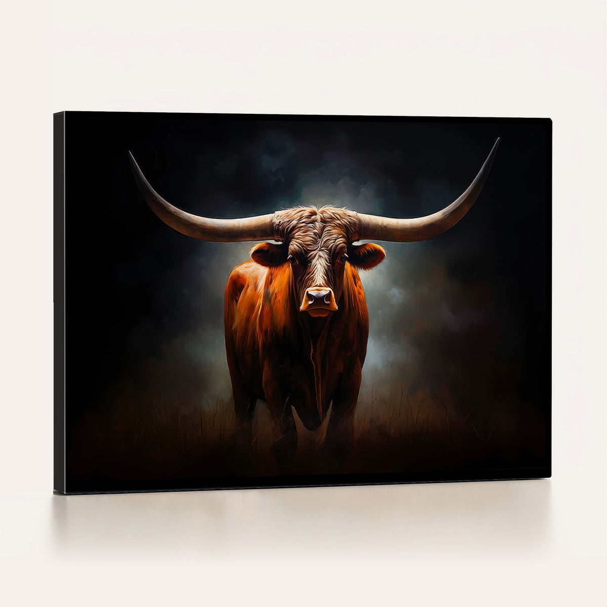 48896-MGV-CV-24X16 - Abstract Texas Longhorn Wall Art Print | 3-Panel Large Texas Longhorn Canvas