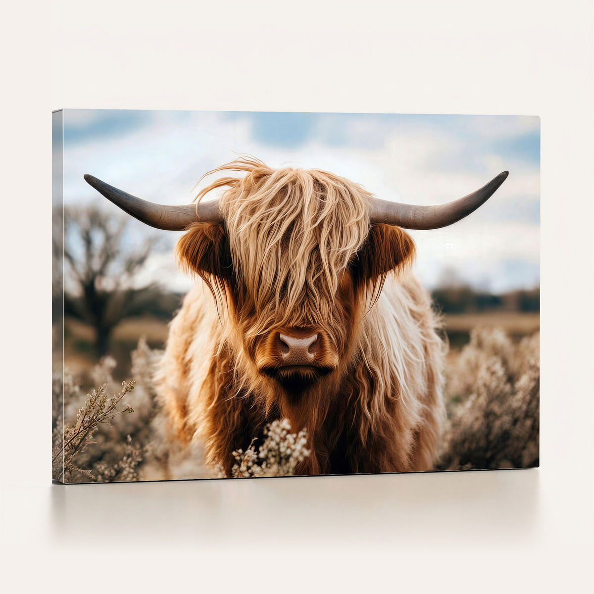 55903-_Poster-30x20 - Scottish Cow Longhorn Wall Art Canvas Print