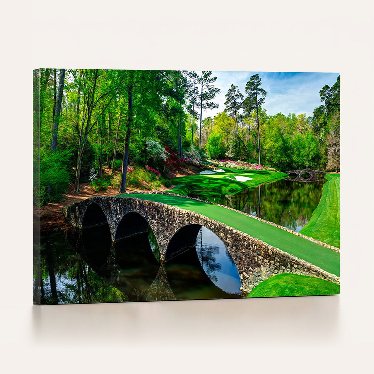 57655-MGV-CV-24X16 - Augusta National Golf Club Wall Art, Panoramic Bridge and Lush Greenery Canvas Print