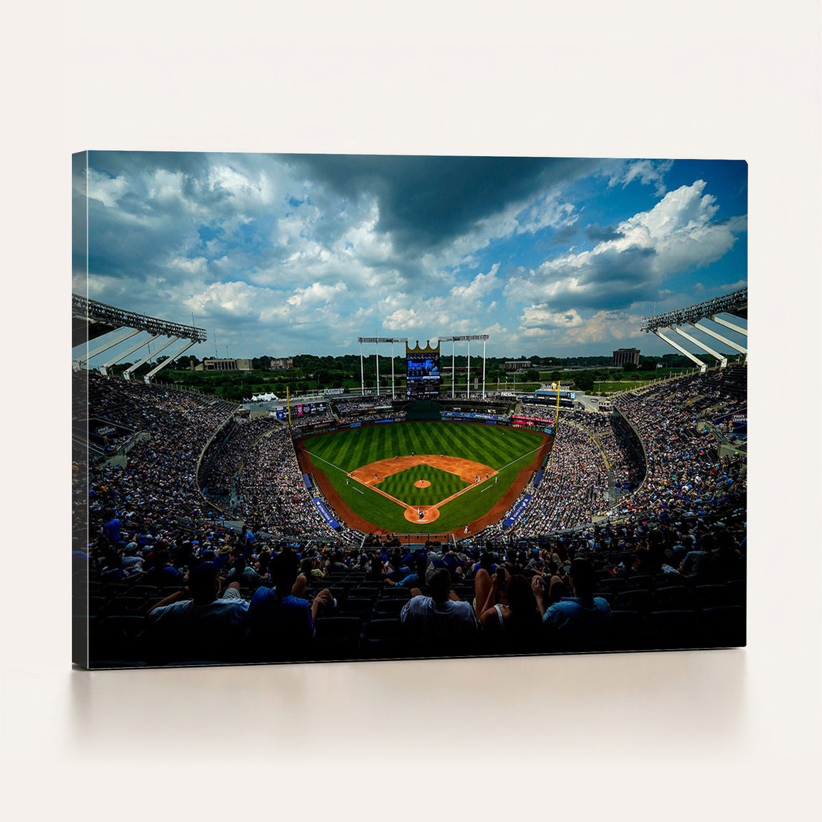 37127-MGV-CV-36X24 - 3-Panel Kauffman Stadium Wall Art Print | Large Kansas City Royals Baseball Canvas