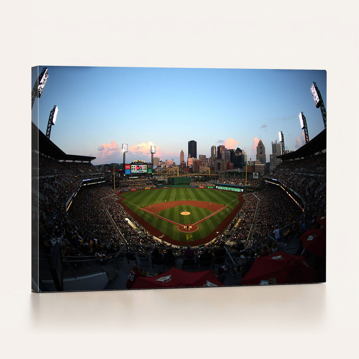 67670-MGV-CV-36X24 - PNC Park Evening Game Triple Canvas Wall Art | Pittsburgh Pirates MLB Stadium